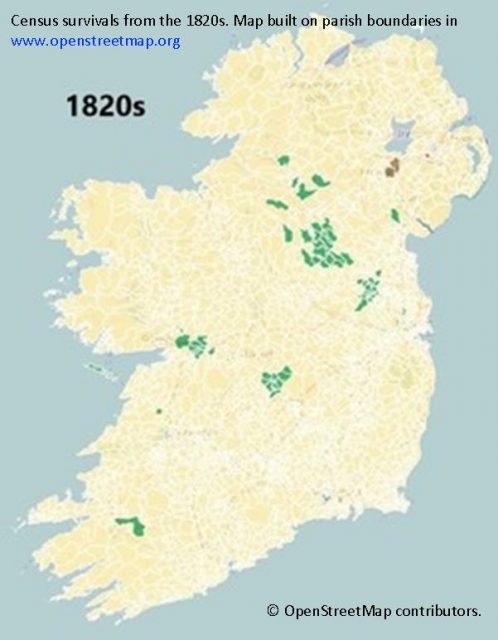 map of Census survivals from the 1820s